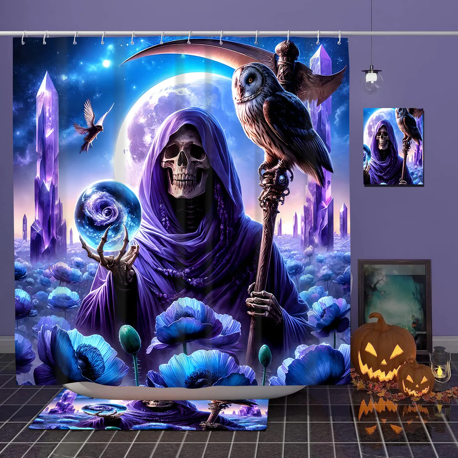 Halloween Bathroom Shower Curtain Horror Wizard Waterproof fabric bathroom Curtain With 12 Hooks Sunflower Home Deco Free Ship