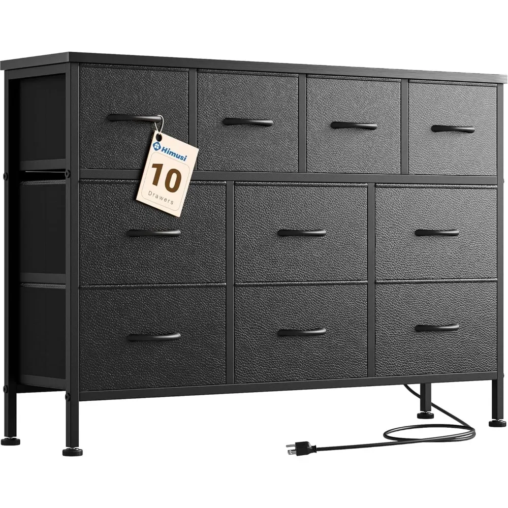 

10 Drawers Dresser for Bedroom with Wide Chests of Drawers,TV Stand Dresser for Bedroom with Charging Station, Fabric