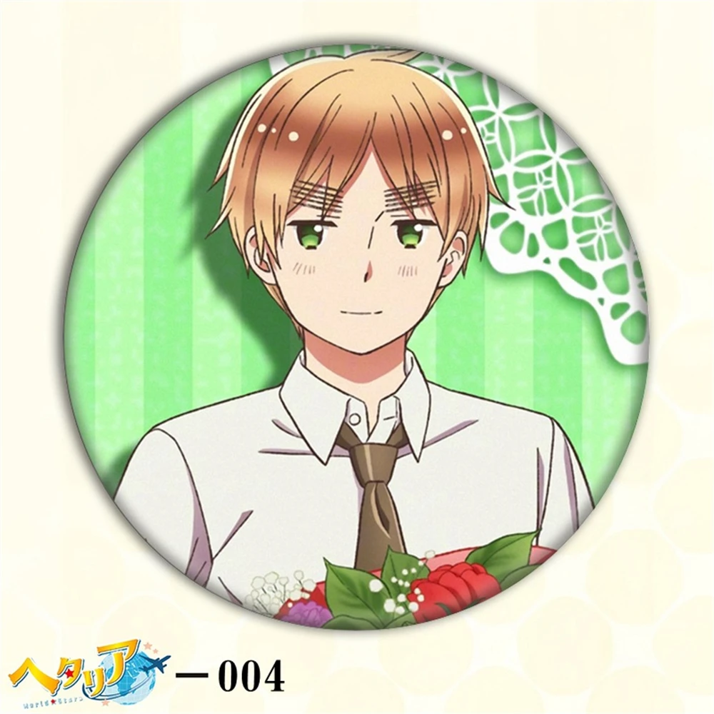 58mm Anime Hetalia: Axis Powers APH Arthur Kirkland Ludwig Beilschmidt Cosplay KOSTIUM Odznaka Pin SPTE Blaszana Broszka ﻿   Rekwizyt