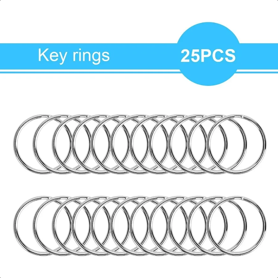 50 Stück Metall-Karabinerverschluss mit Schlüsselringen, 25 Stück Schlüsselanhänger, Clips, Haken und 25 Stück Schlüsselanhänger, Ringe, Schlüsselanhänger, Zubehör, Schlüsselanhänger