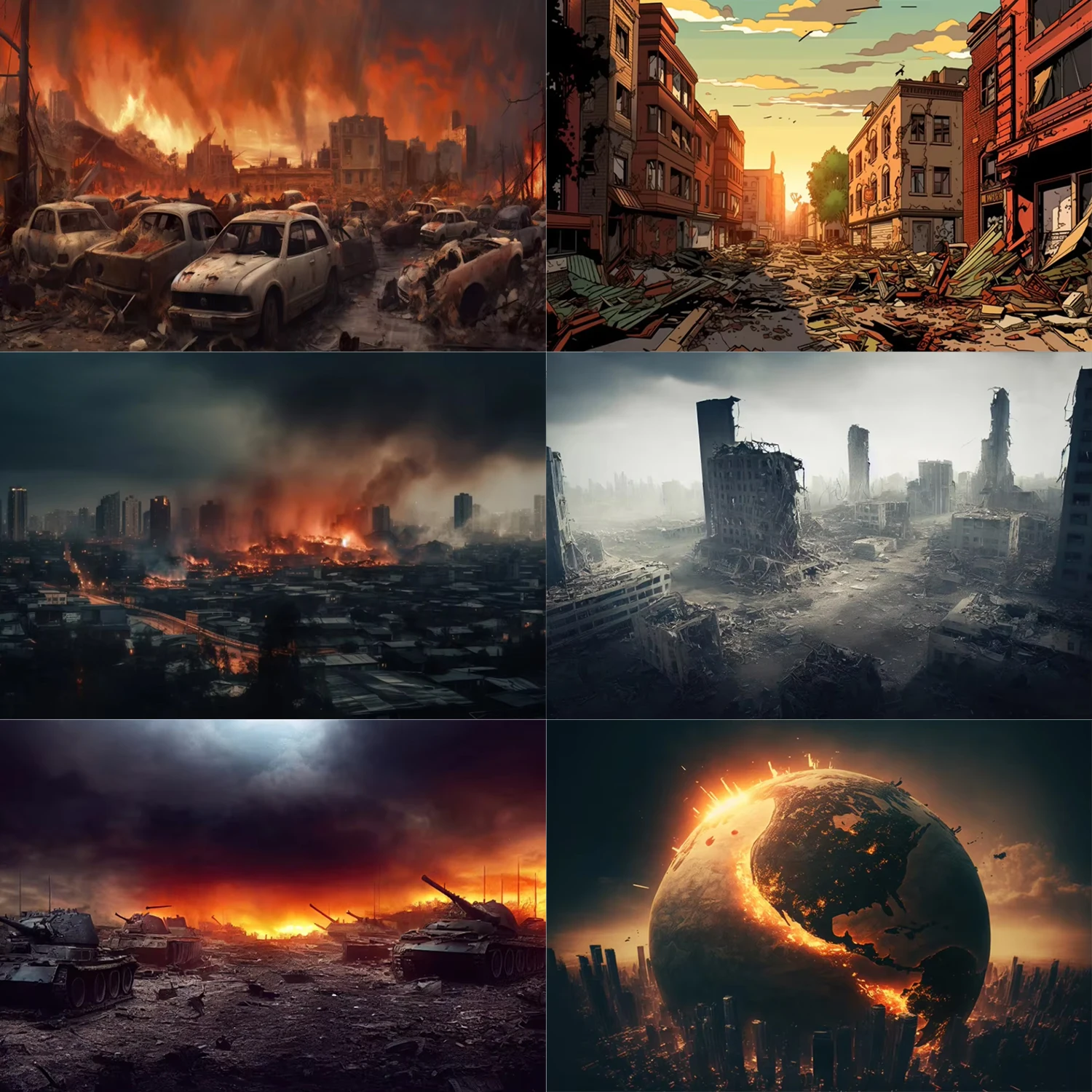 

Destroyed City Ruins Theme Photography Background Armageddon Streets Planet Falling Fire Crisis Dark Studio Shoot Props Banner