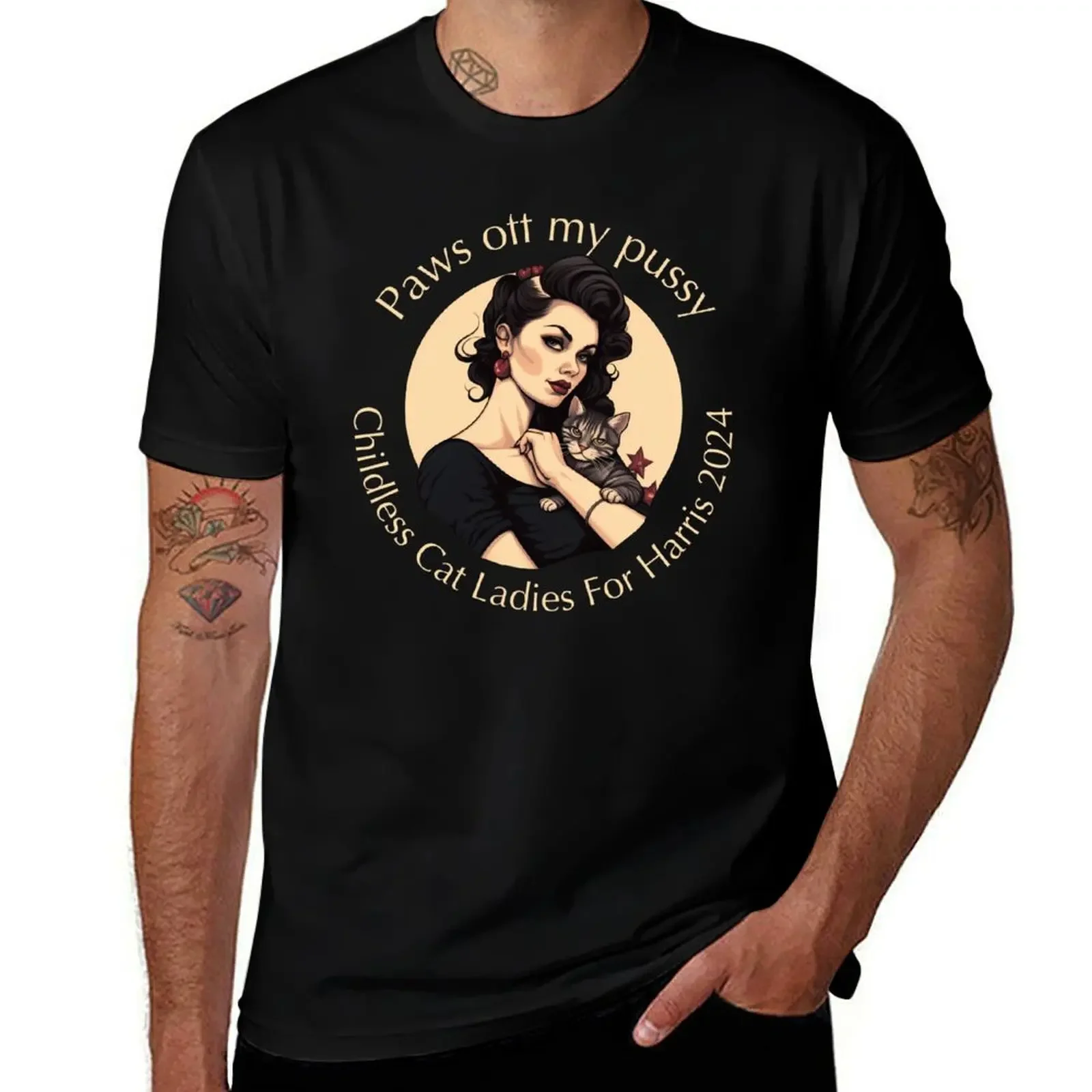 Paws off my pussy T-Shirt cotton man t-shirts aesthetic clothes funny shirt cotton mens graphic t-shirts pack