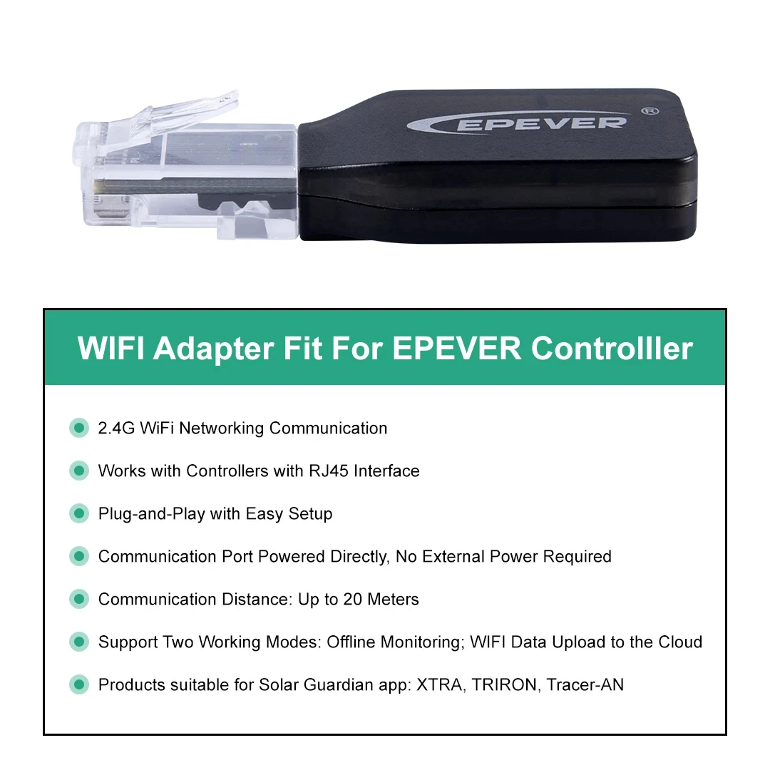 EPEVER WiFi 2,4G RJ45 D WIFI Box Serieller Adapter Für MPPT Tracer Solar Controller Kommunikation MPPT Solar Laderegler