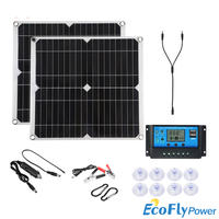 25W 50W Solar Panel Kit Dual 12V USB With 10A/20A Controller Solar Cells Poly for Car Yacht RV Battery Charger