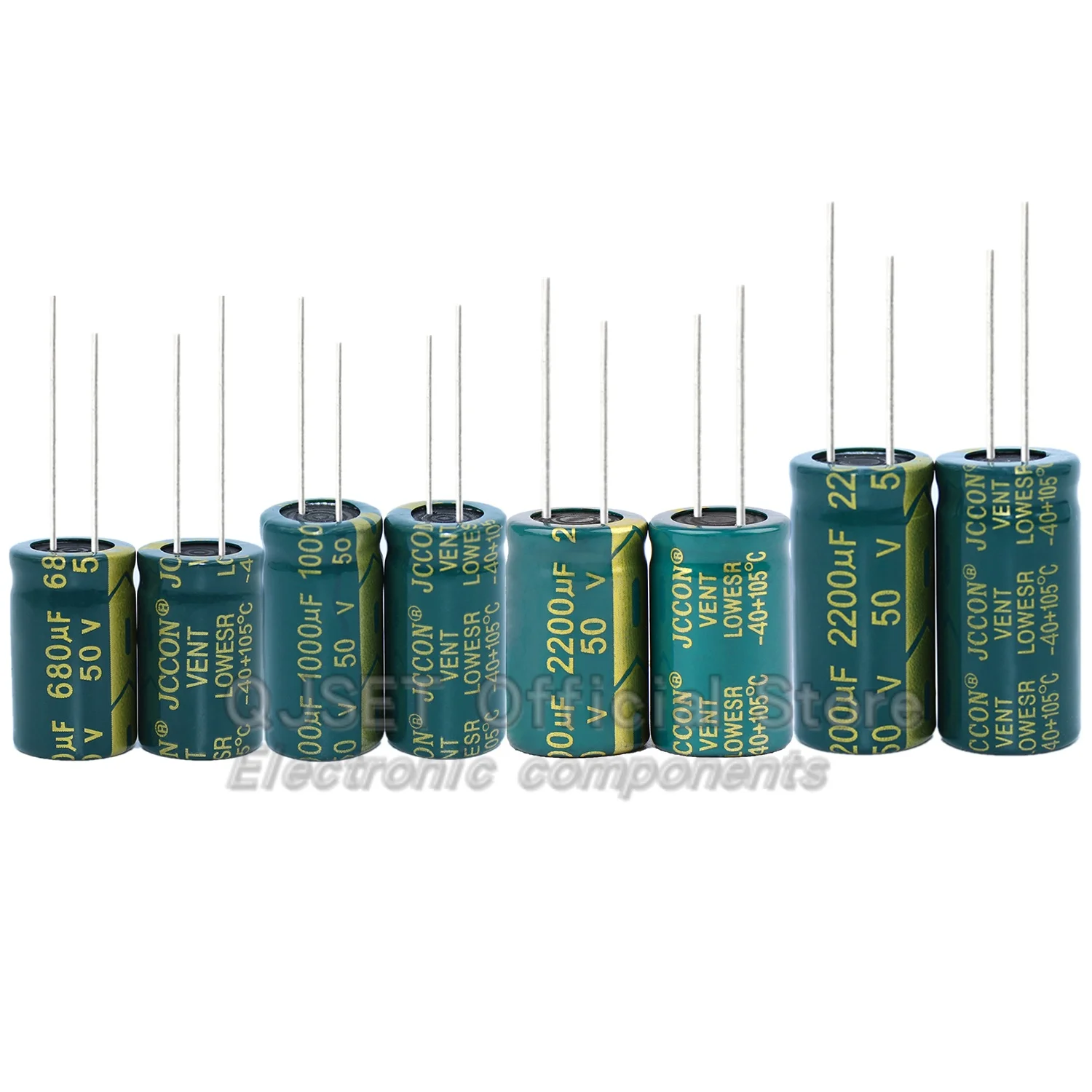 JCCON 50V 1 2.2 4.7 10 22 47 220 330 470 680 1000 2200 3300 4700 6800 فائق التوهج 50V100uf موائم مصدر تيار المكثفات عالية التردد