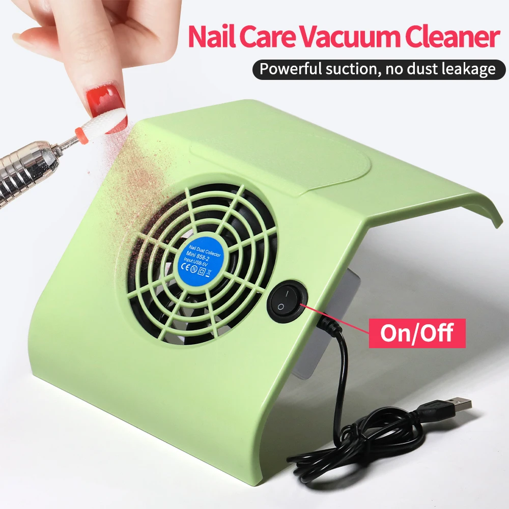 Mini coletor de pó de unhas usb portátil extrator de pó de unhas ventilador aspirador de pó com 2 sacos de filtro de poeira arte do prego manicure