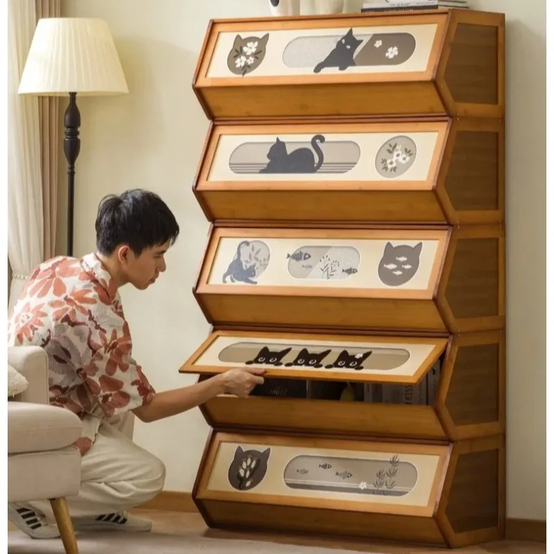 Light luxury retro style storage cabinet combination, stackable storage cabinet, free combination living room storage cabinet