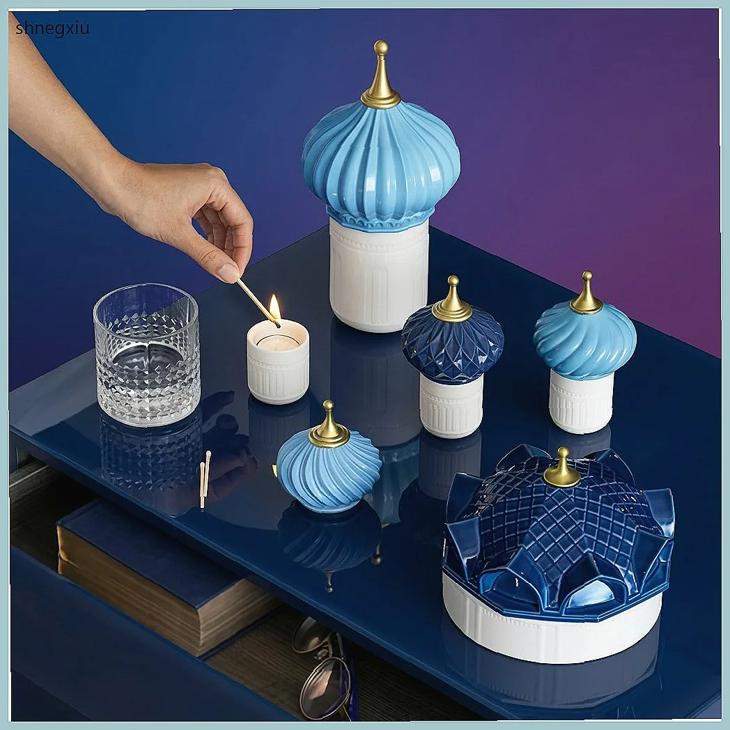 Spanish Lladró Style Ceramic Pagoda Candle Holder | Jewelry Box & Home Decor Crafts