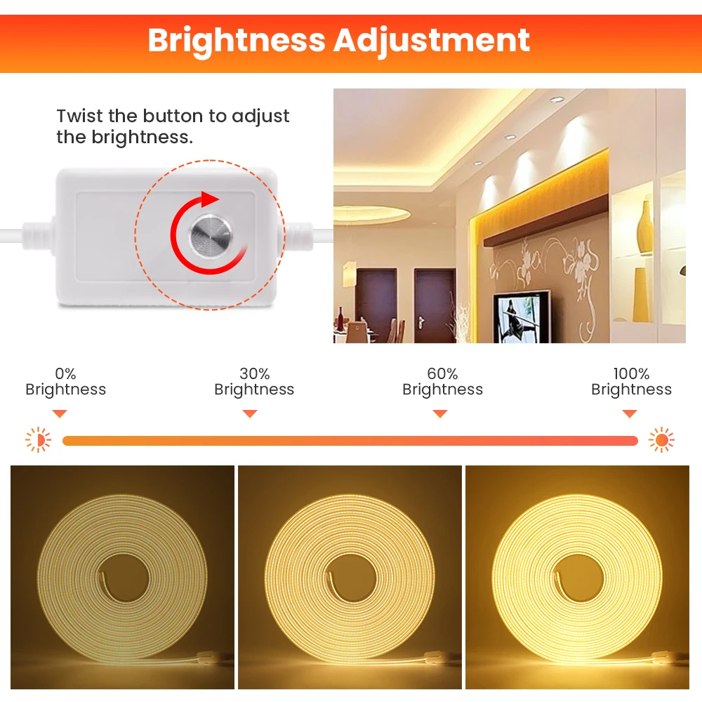 Alimentatore per 220V 110V 288led 360led COB led Strip Light adattatore di alimentazione con interruttore ON OFF/Dimmer EU US UK Plug