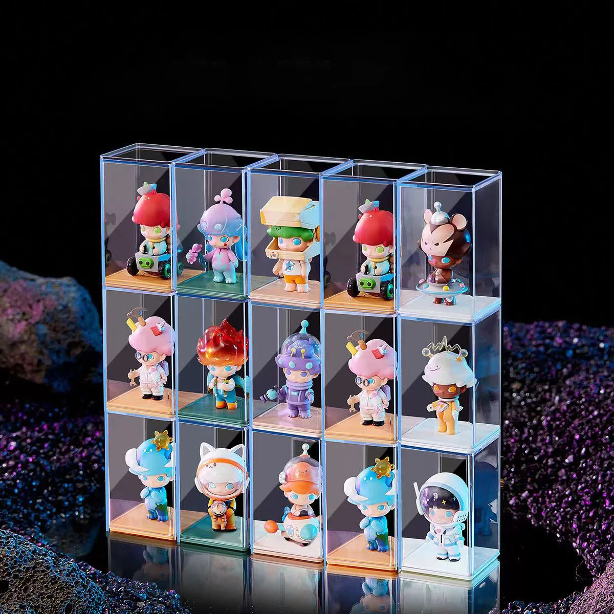 6/12/18 Pieces Transparent Acrylic Toy Storage Box, Individual Display Cabinet, Dustproof Stackable Display Figures Boxes