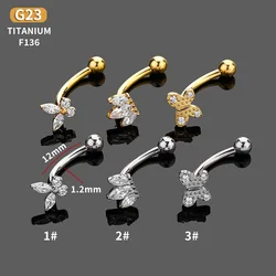 New 1PC Sexy Belly Button Rings for Women  G23 Medical Titanium Zircon Navel Piercing Body Jewelry Beach Bikini Belly Piercing