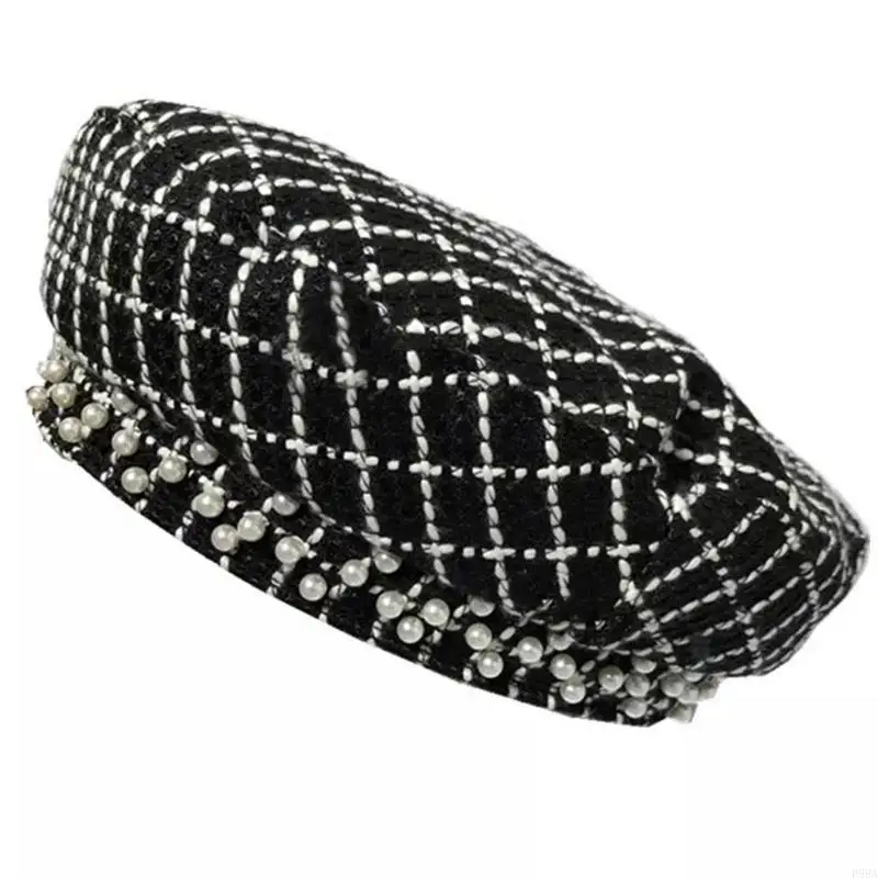 

P88A French Tweed Painter Hat Fashion Octagonal Cap Gift for Mom