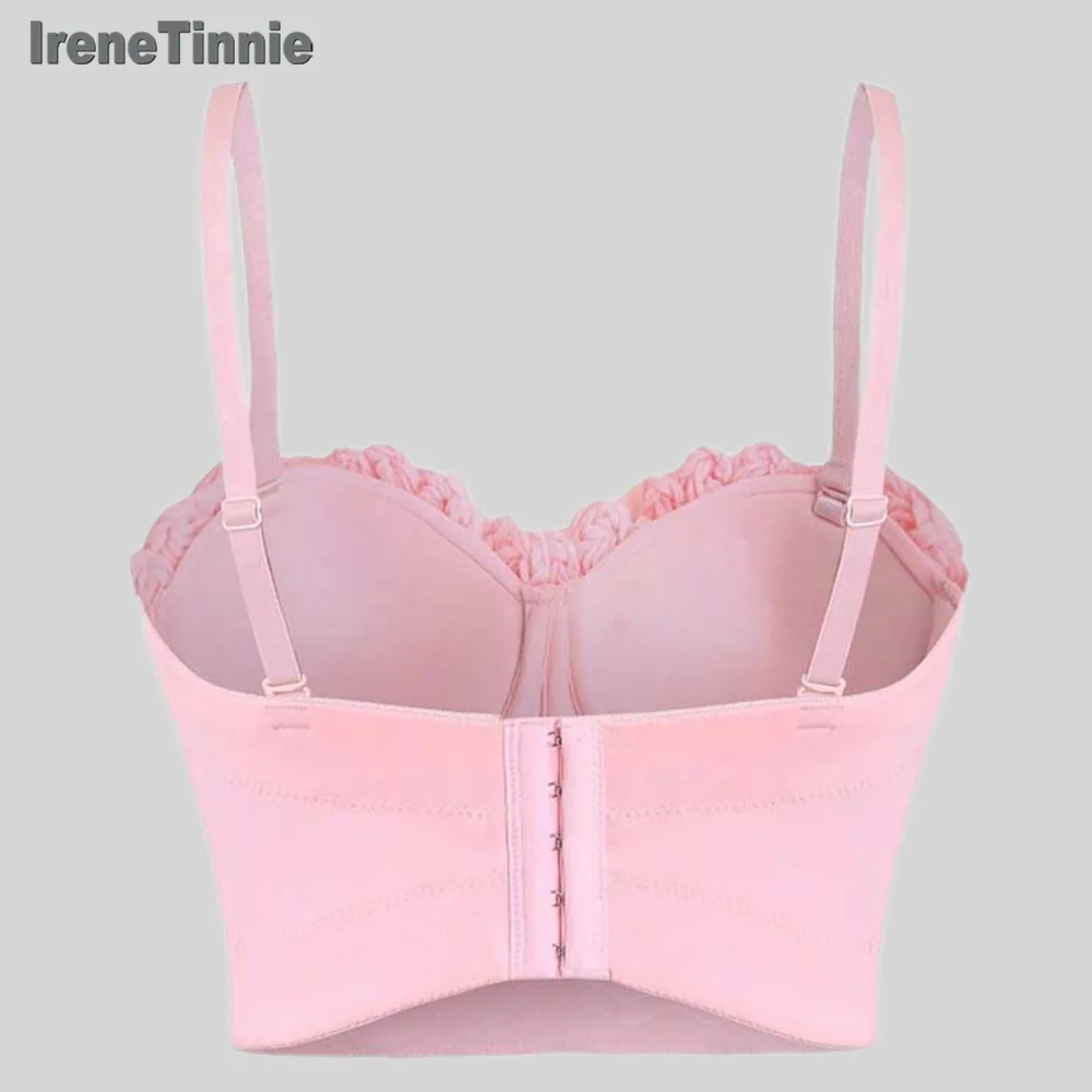 Irene Tinnie Elegant Knit Flower Tops Women Sexy Bustier Bra Wedding Party NightClub High Street Corset Cropped Top 2025 New