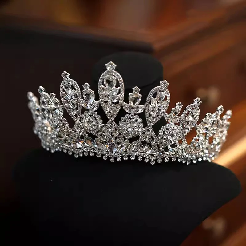 Corona de pelo de princesa francesa de lujo, vestido de novia, espectáculo de escenario, tocado de diamantes de imitación suaves, Tiaras, accesorios, nuevo