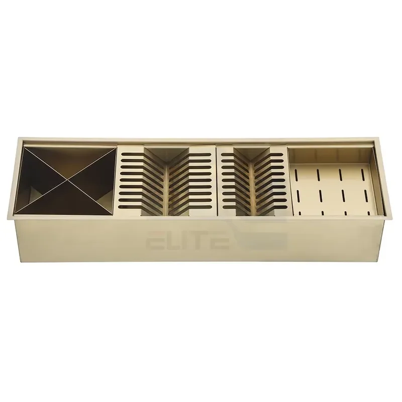 Gold Stainless Steel Sink Drying Rack Multifunctional Kitchen Accessory Plate Drainer with Gold Drain Basket for Dish