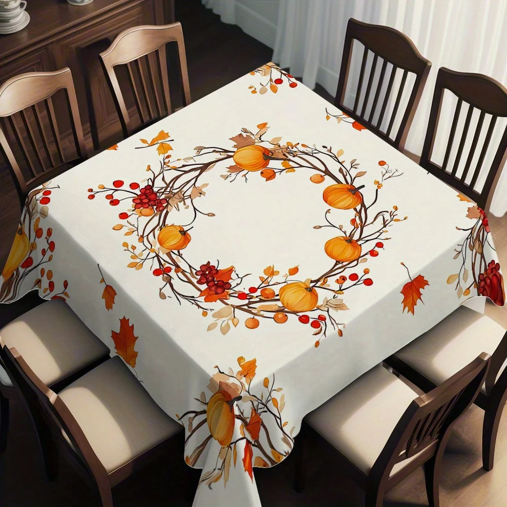 JIT 1PC printed tablecloth, square tablecloth, with pumpkin and autumn leaf patternszyc