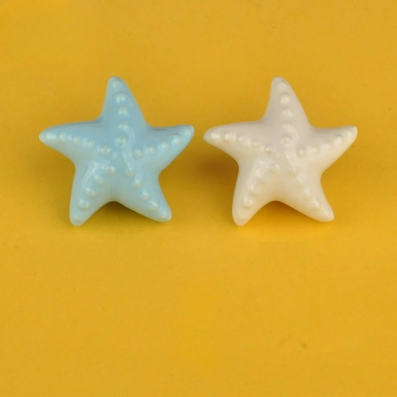 Starfish single hole ceramic handle simple style wardrobe door handle cabinet drawer star shaped small handle