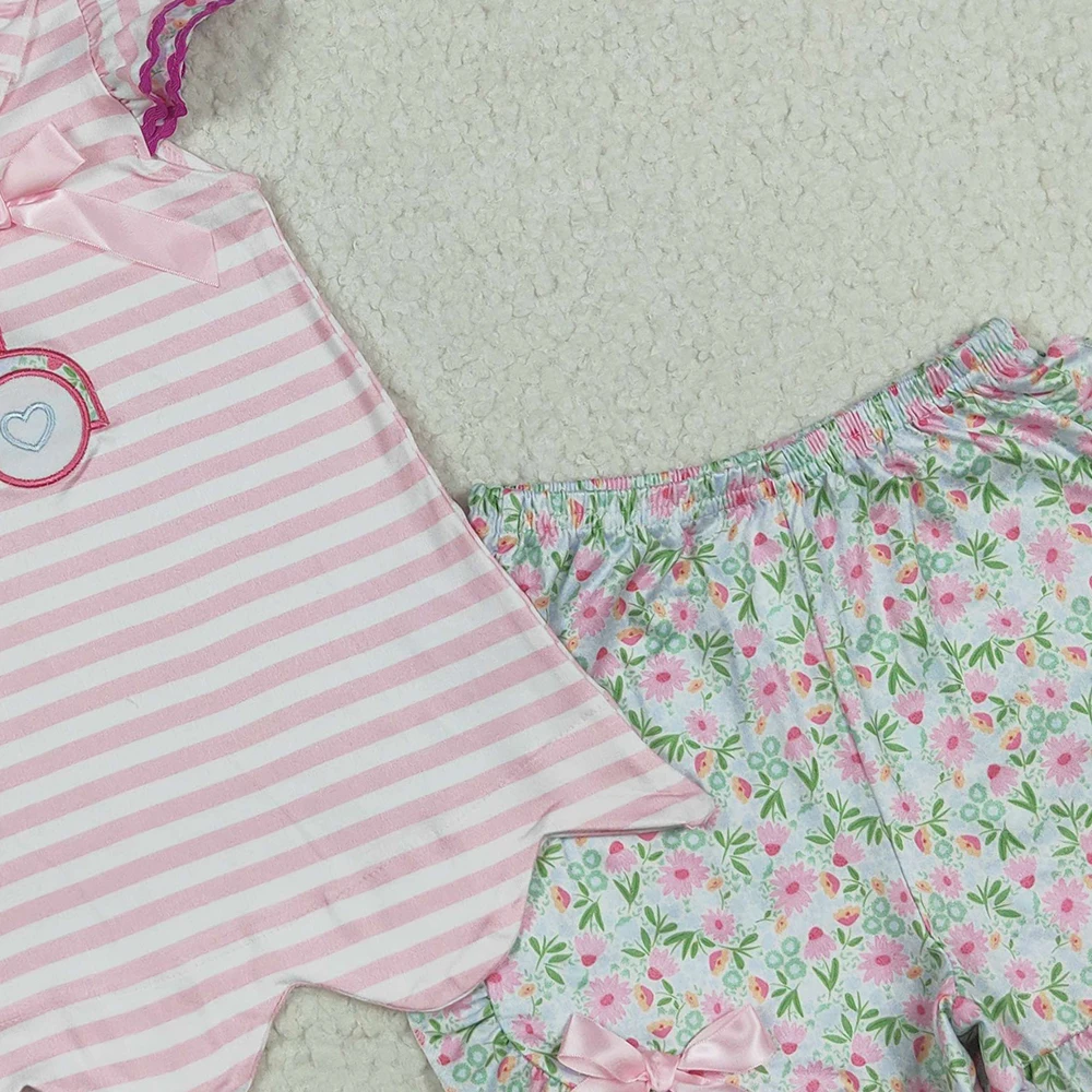 طفل الفتيات مجموعة الصيف مجموعة ملابس الأطفال السراويل الأزهار القوس شاحنة الغولف رفرفة كم تي شيرت الاطفال ملابس الحلو لطيف وتتسابق #5