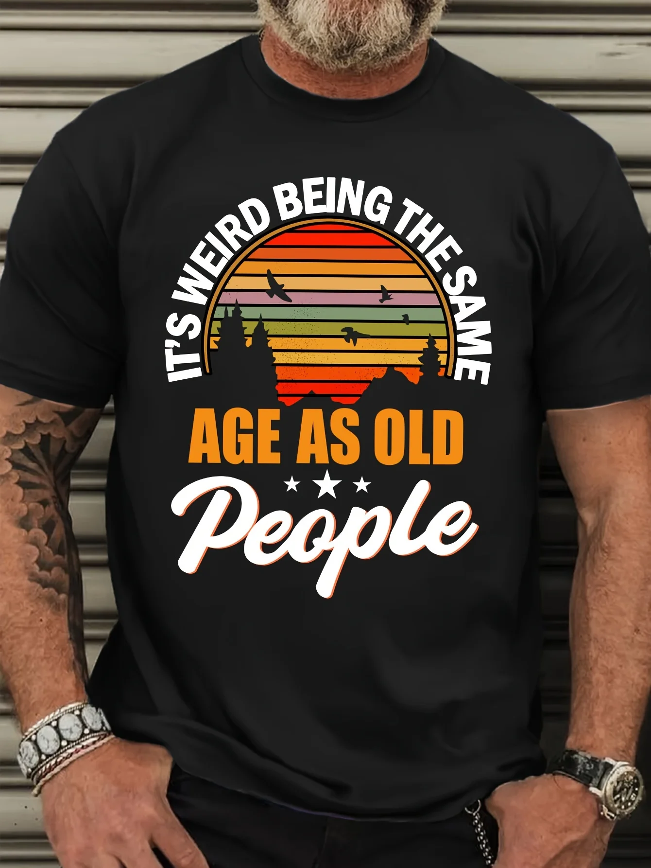 تي شيرت رجالي صيفي مقاس كبير تي شيرت جرافيك غير رسمي - "إنه غريب أن تكون نفس عمر كبار السن بشعار قصير الأكمام ورقبة مستديرة #1