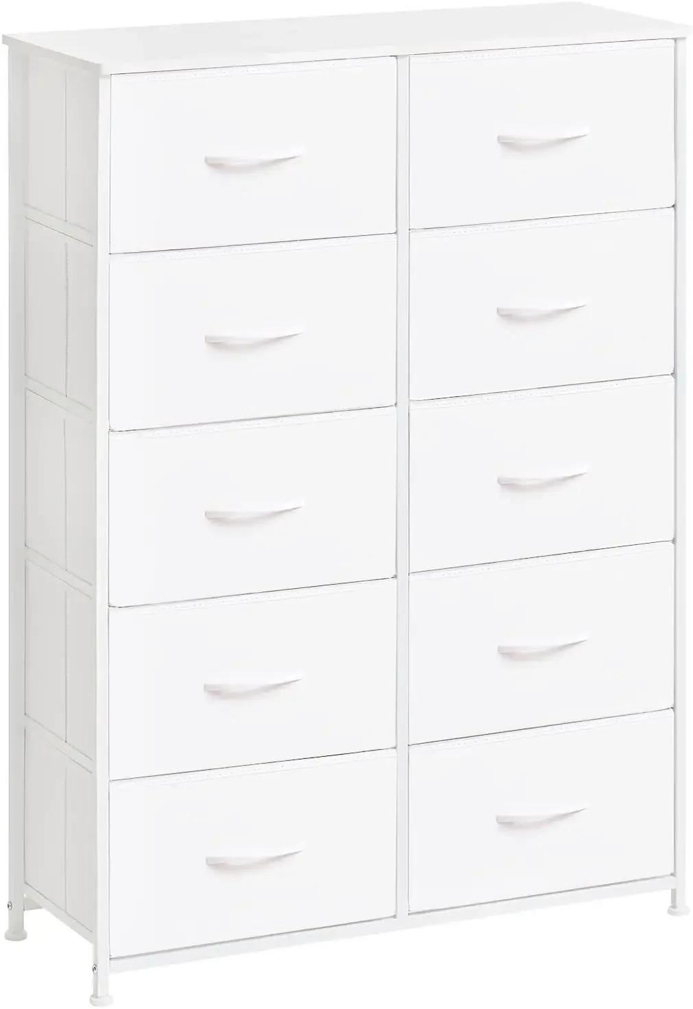 

Dresser for Bedroom with 10 Drawers, Wide Storage Organizer Chest of Drawers with Fabric Bins for Closet Bedside Nursery Living