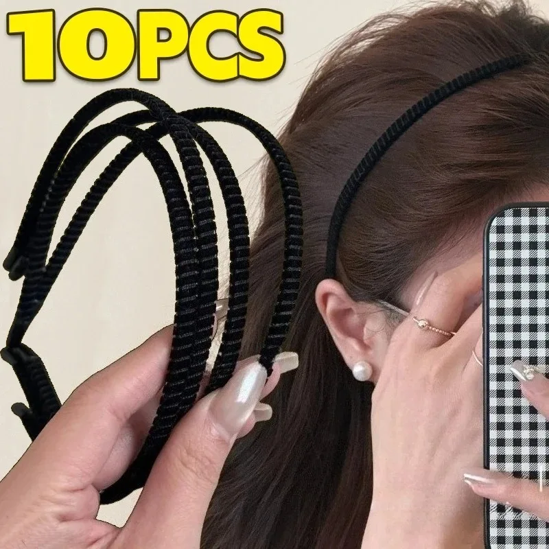 20PC 5mm Versatile Black Velvet Wrapped Hairband for Girls Korean Simple Classic DIY Thin Headband Face Washing Hair Accessory - view 2