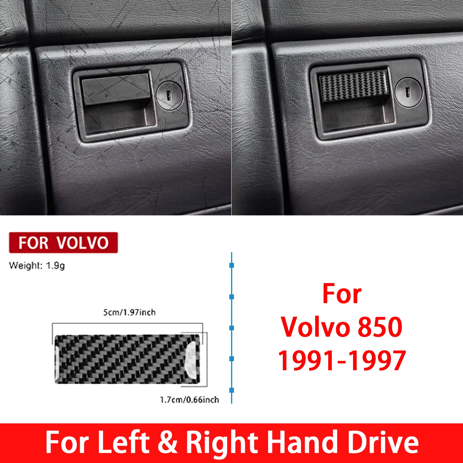 For Volvo 850 1991-1997 Carbon Fiber Decorative Glove Box Handle Panel Cover Trim Sticker Interior Auto Accessories