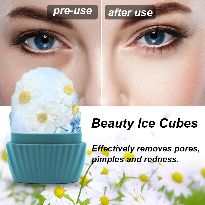 Rodillo facial de hielo de silicona, masaje de belleza de hielo, cuidado Natural de la piel para eliminar la hinchazón de los ojos, bolsa para ojos multifuncional reutilizable, 1 ud.