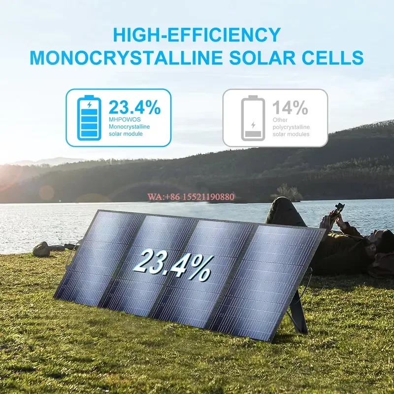 wmwmnu for SolarPlay 400W Foldable Solar Panel Monocrystalline 23.4 Percent High Efficiency ETFE Portable 6 Fold for RV