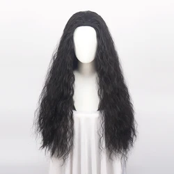 Ccutoo parrucca capelli sintetici Moana parrucche Cosplay principessa Cosplay parrucca nera riccia lunga Halloween parrucche donna resistenti al calore + cappuccio parrucca