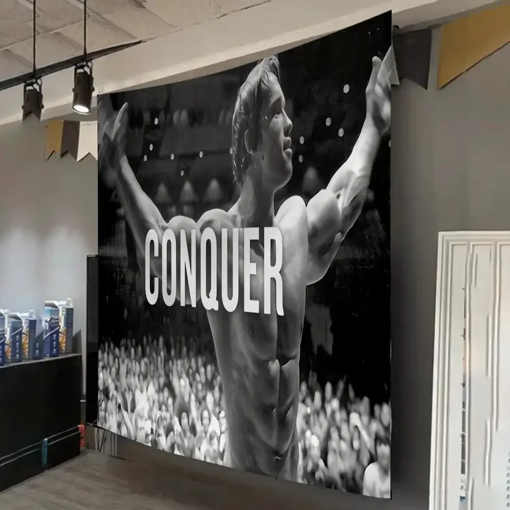 Tapisserie murale bohème personnalisée Arnold Schwarzenegger C-Conquer Gym pour salon, chambre, dortoir, fête, clips