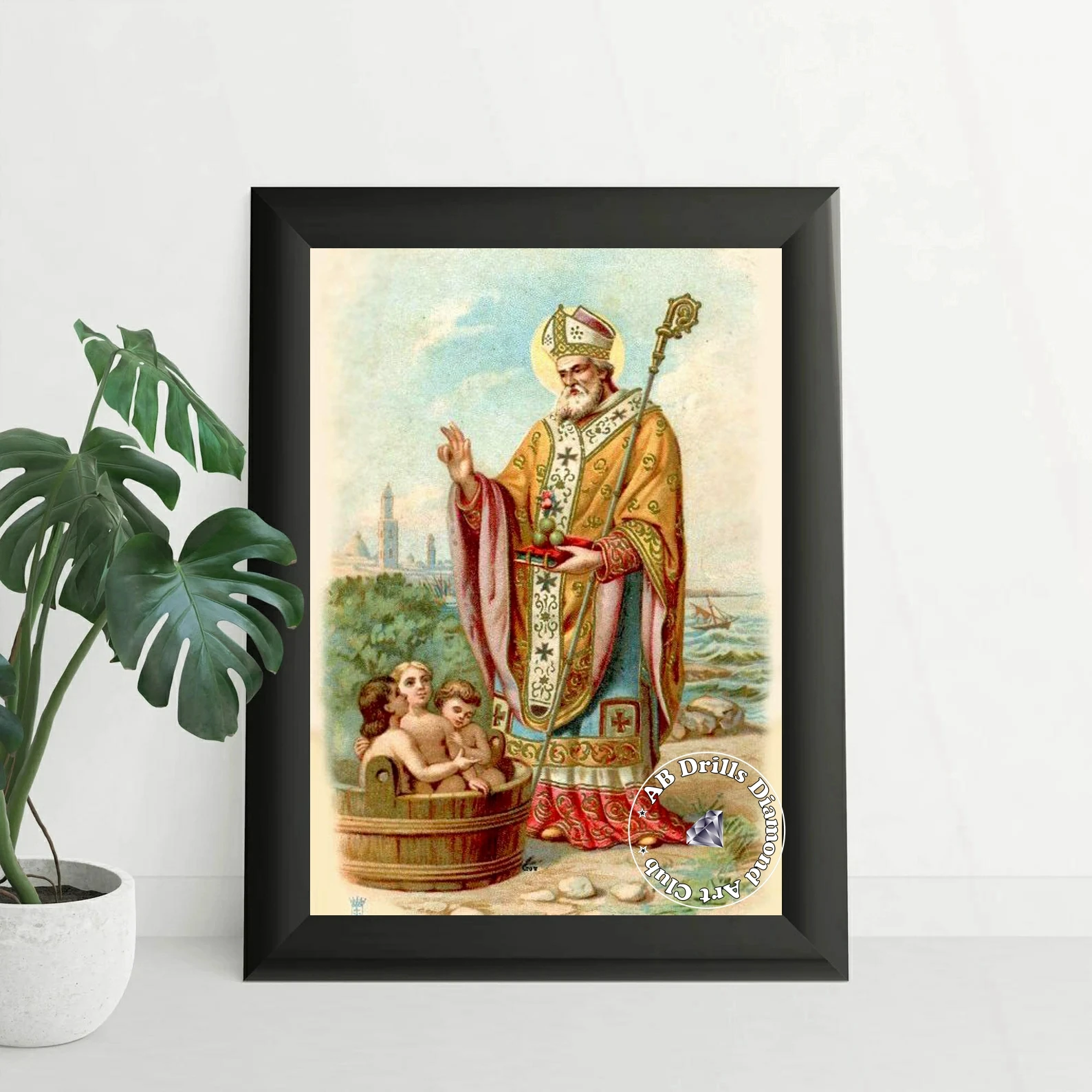 Saint Nicholas And Children 5D DIY AB Drills Diamond Painting St Nicholas Santa Claus Cross Stitch Embroidery Mosaic Home Decor