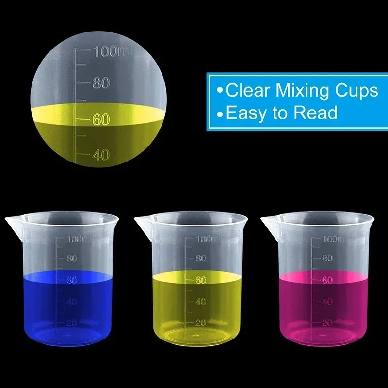 100ml Measuring Cup Transparent Plastic Scale Beaker Cups Lab Chemical Laboratory Container Jugs Kitchen Baking Tool