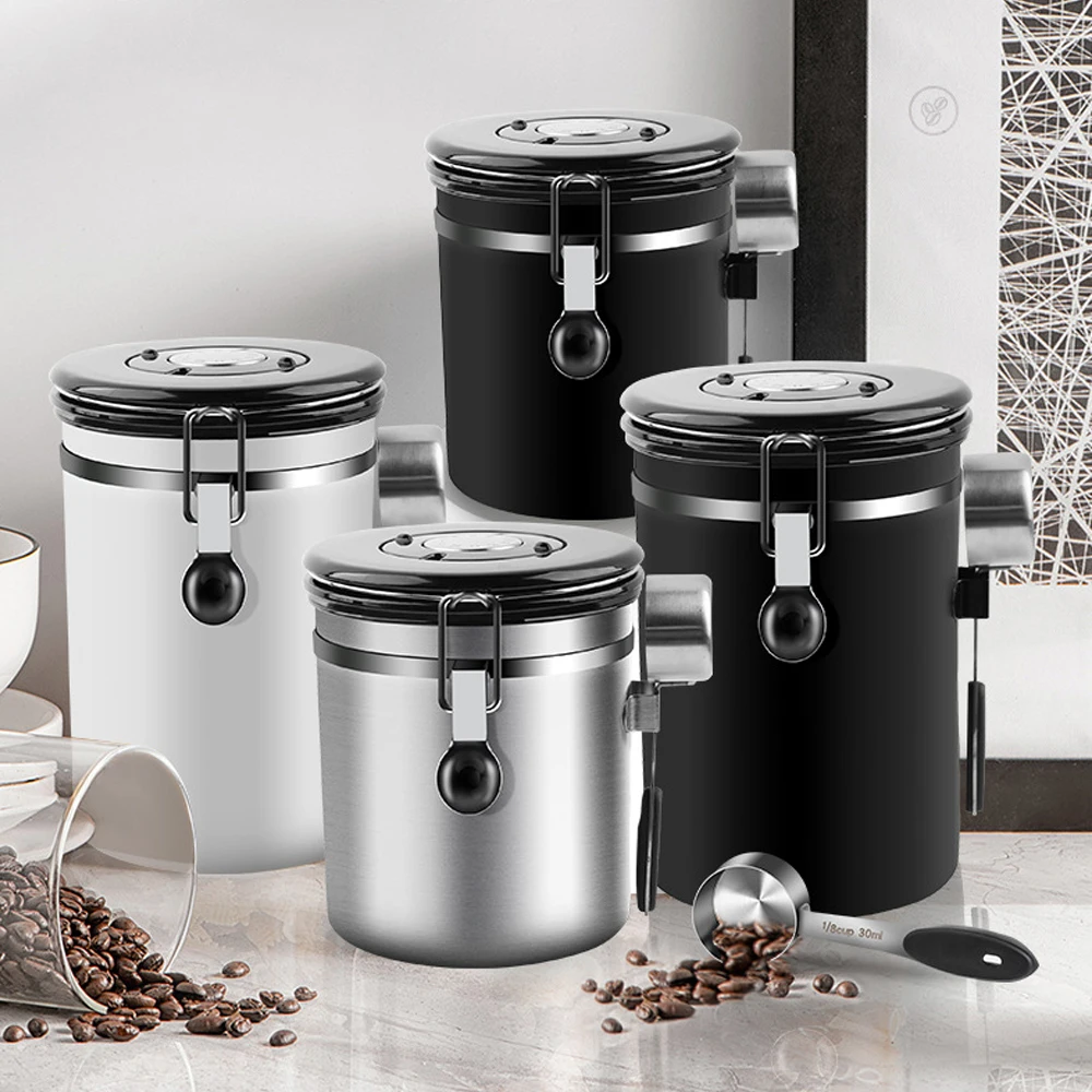 

1.5L/1.8L Stainless Steel Airtight Coffee Container Storage Canister Set Coffee jar Canister With Scoop For Coffee Beans Tea