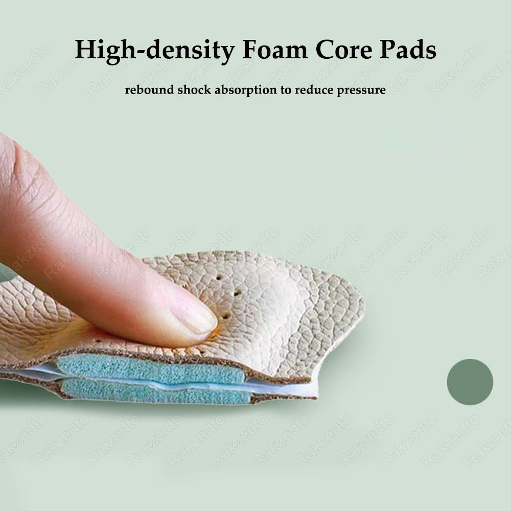 4pcs Leather Insoles for Shoes Man Slippers Non-Slip Forefoot Pads Self-Adhesive Shock Absorbing Shoe Insoles for Woman Sandals