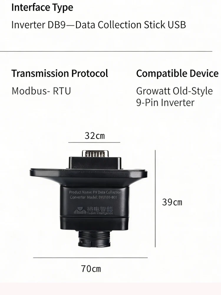 

Growatt 9-Pin to USB Adapter for 9 Pin Inverters - 9Pin DB9 to USB Adapter WiFi Data Collector Communication Converter