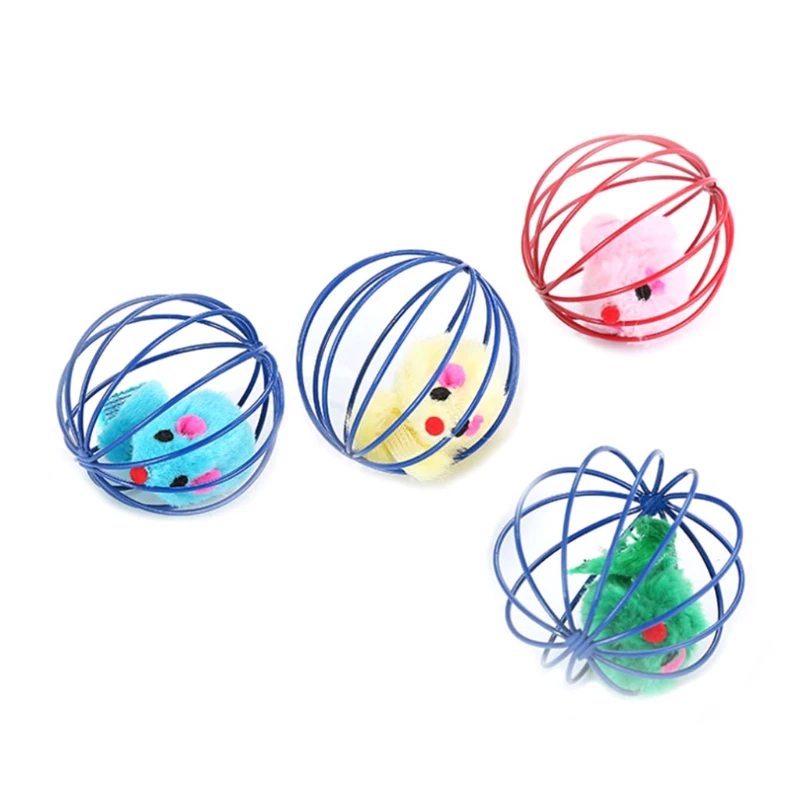 

for Cat Toy Balls Mouse Interactive Toy Caged Plush Iron Wire Ball Toy