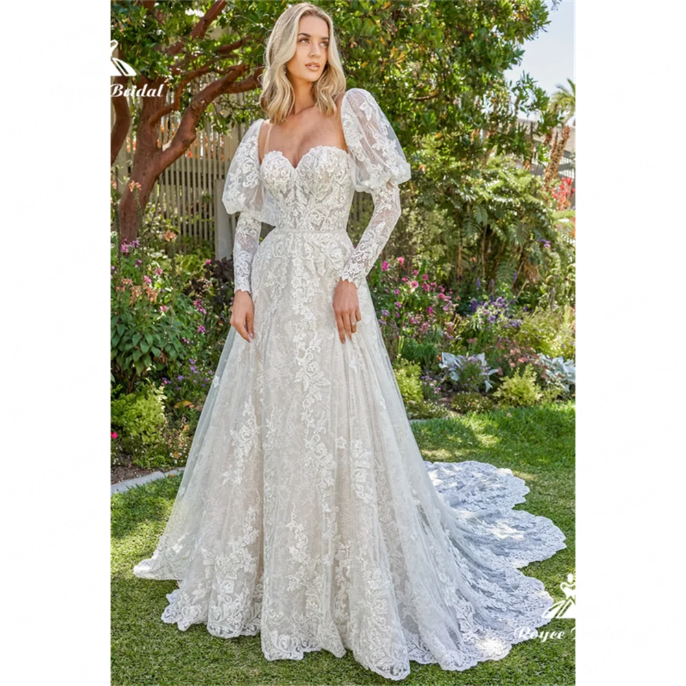 Roycebridal Sweetheart una línea vestido de novia 2025 manga larga corte tren vestido de novia personalizado vestidos de novia bodawedding pa