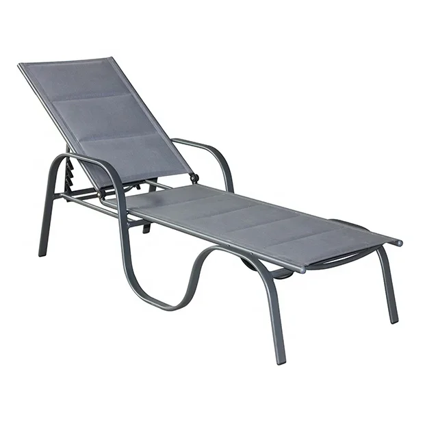 Poolside Durable Aluminum Stackable Textile Outdoor Folding Sunbed Padded Garden Lounge