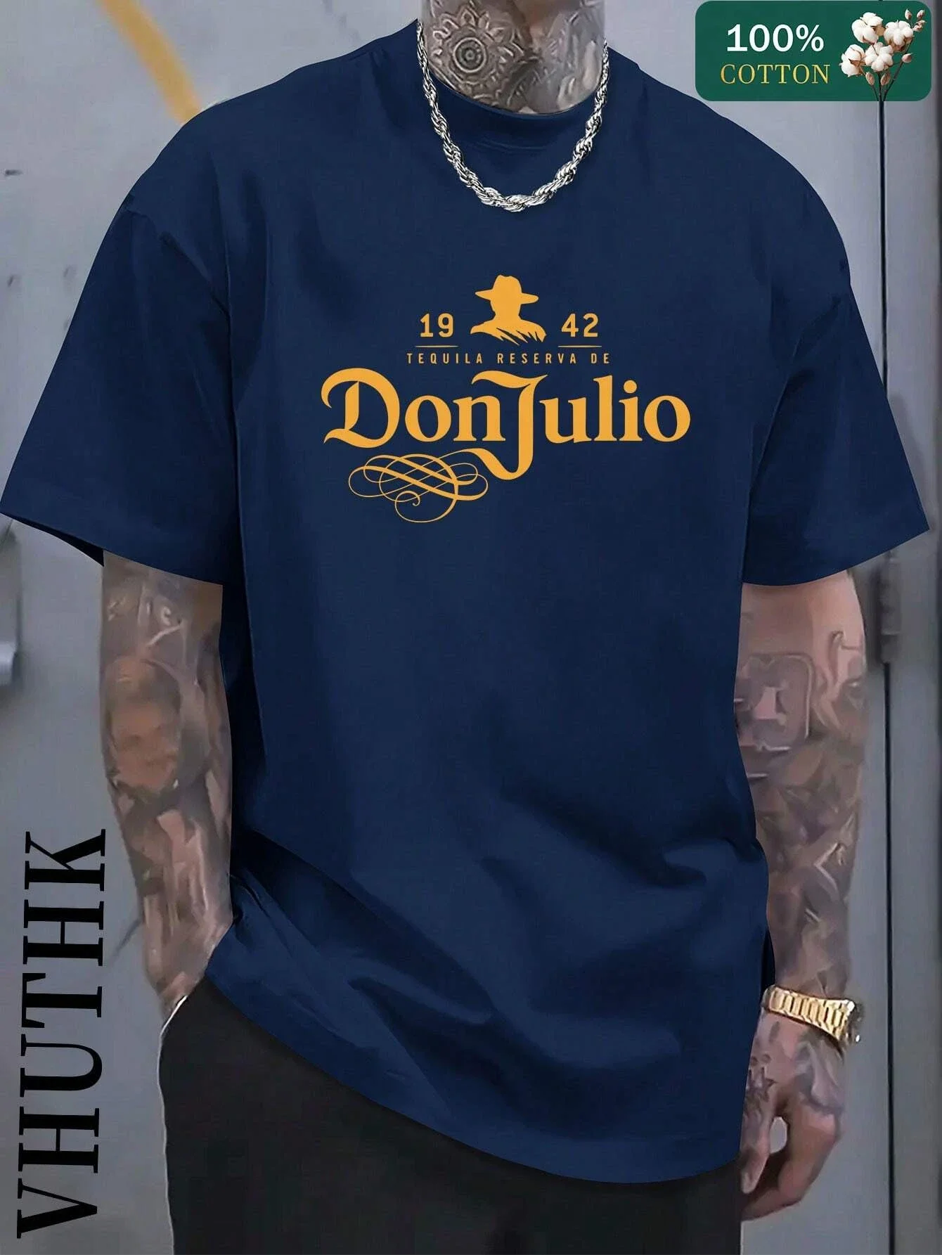 تي شيرت Don Julio Tequila أسود وأبيض وأحمر كحلي 19 42 Reserva De Print مع ماركة Sombrero Graphic Vhuthk ملابس شارع قطنية للجنسين