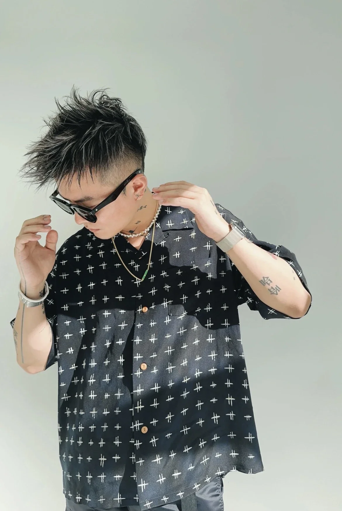 

VISVIM WMV ICT WALLIS SHIRT SILK Tie-dye effect, Cuban collar Hawaiian shirt