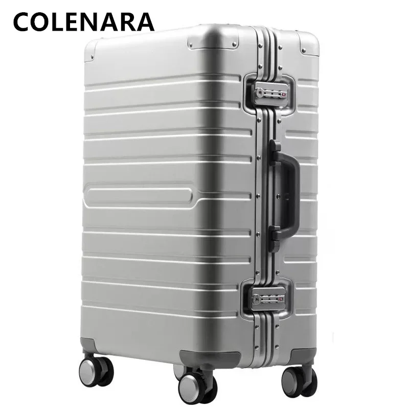 COLENARA The New 20" Suitcase Business Trolley Case 24"All Aluminum Magnesium Alloy Boarding Box 28 Inch Large Capacity Luggage