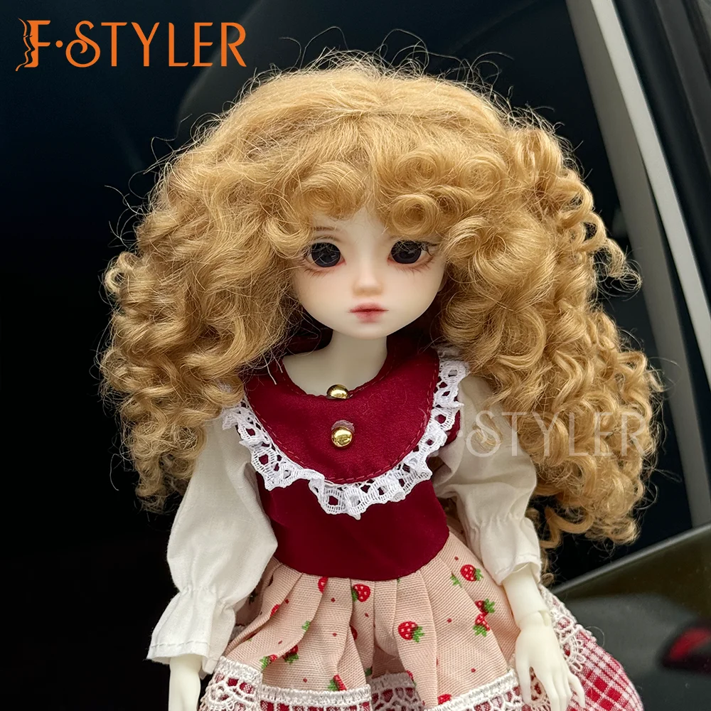 FStyler Doll Wig Bouncy Curls Fluffy BJD Doll Mohair Various Colors Doll Accessories Hair Customization 1/3 1/4