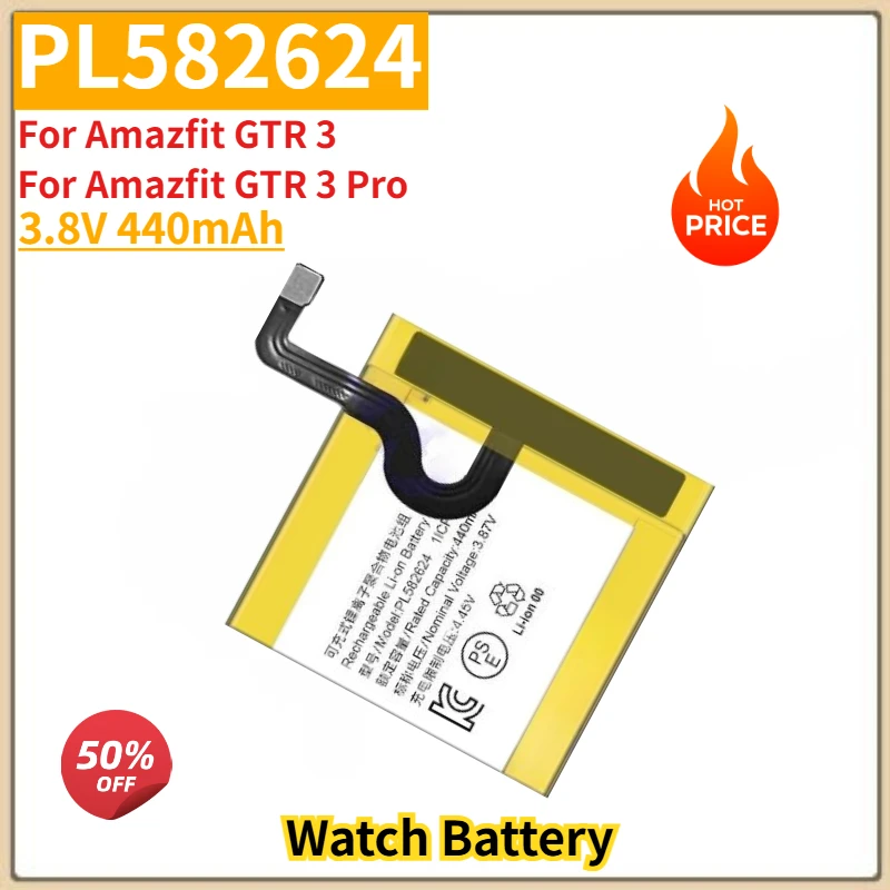 

High Quality PL582624 Watch Battery 3.8V 440mAh For Amazfit GTR 3 /GTR 3 Pro Brand New Replacement Battery