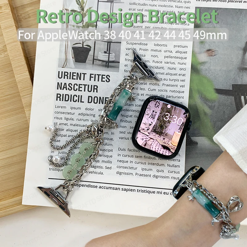 

Retro Design Metal Strap for Apple Watch Band Series 7 8 49mm 45mm 41mm Adjustable Chain Bracelet for iWatch 6 5 4 3SE 42mm 44mm