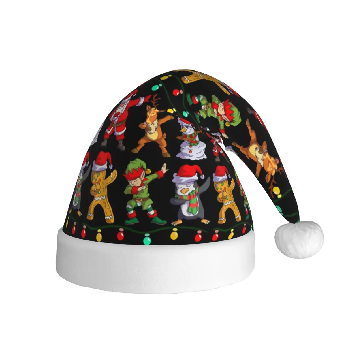 Christmas Dabbing Santa Elf Deer Friends Xmas Plush Kawaii Christmas Hats for Adult Men Women Santa Hat Cap Xmas Accessories