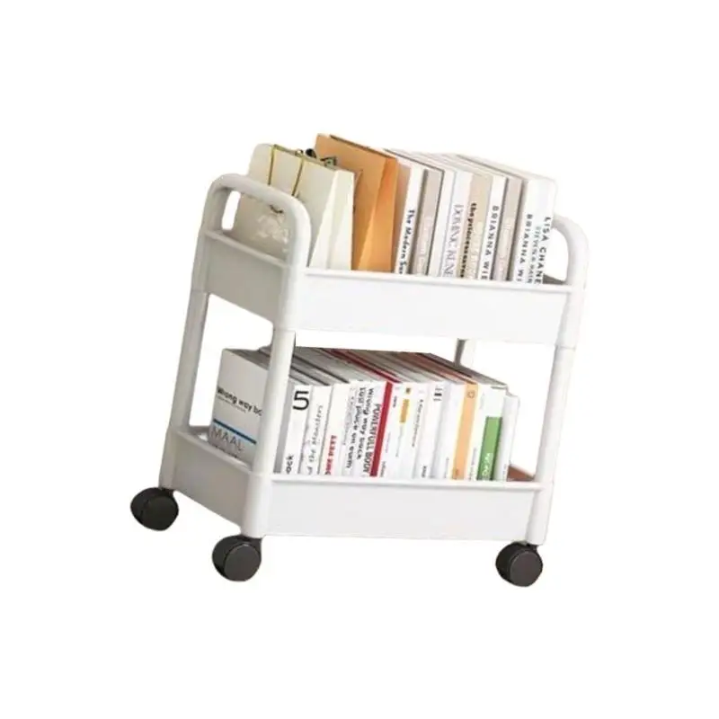 

E8BD Sturdy Plastic Trolley Shelf for Books Utensils and Home Storage Organization