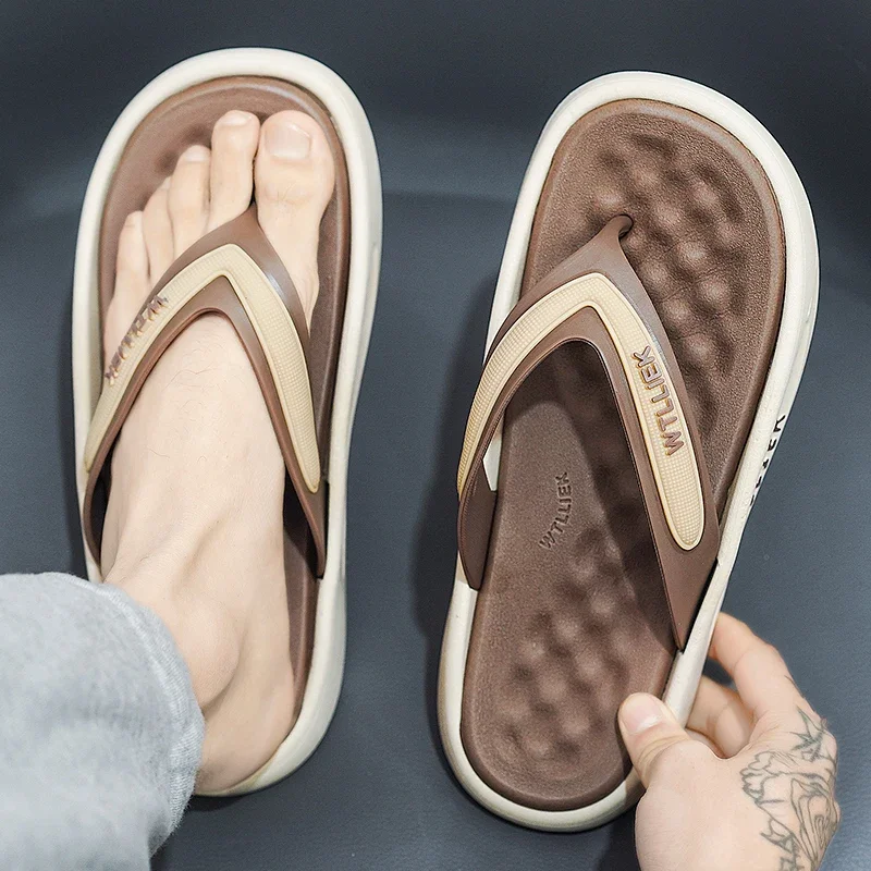 Slippers Men Summer Shoes Slip-resistant Slide Sandals Male Slippers Beach Family Bathroom Sandals Flat Shoes Zapatillas Hombre