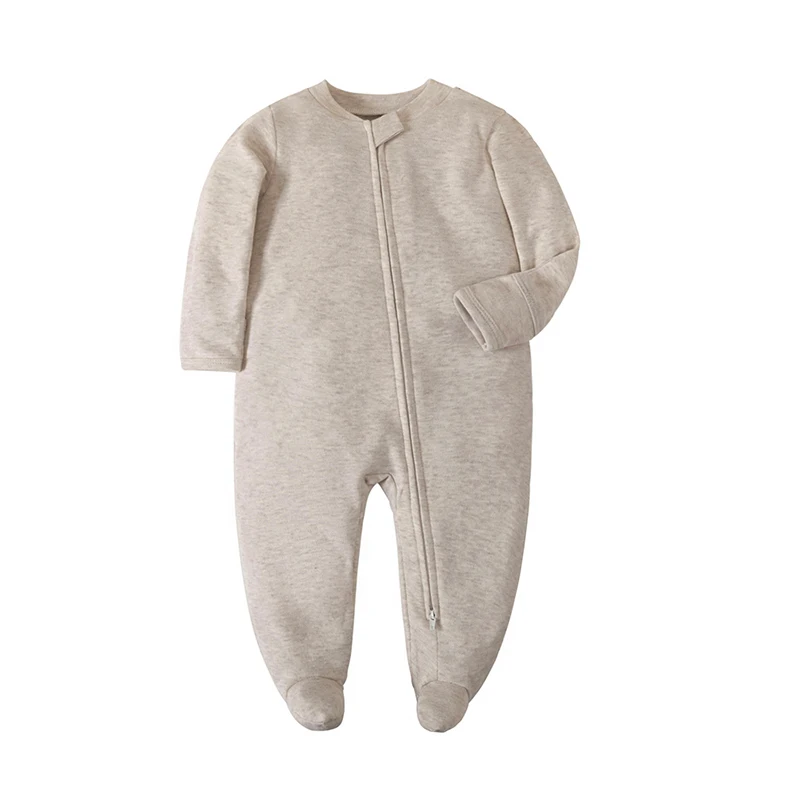 Baby Rompers 100% Cotton Infant Boys Girls Jumpsuit Zipper Footed Solid Long-Sleeve Pajamas Baby Clothes pants crawling