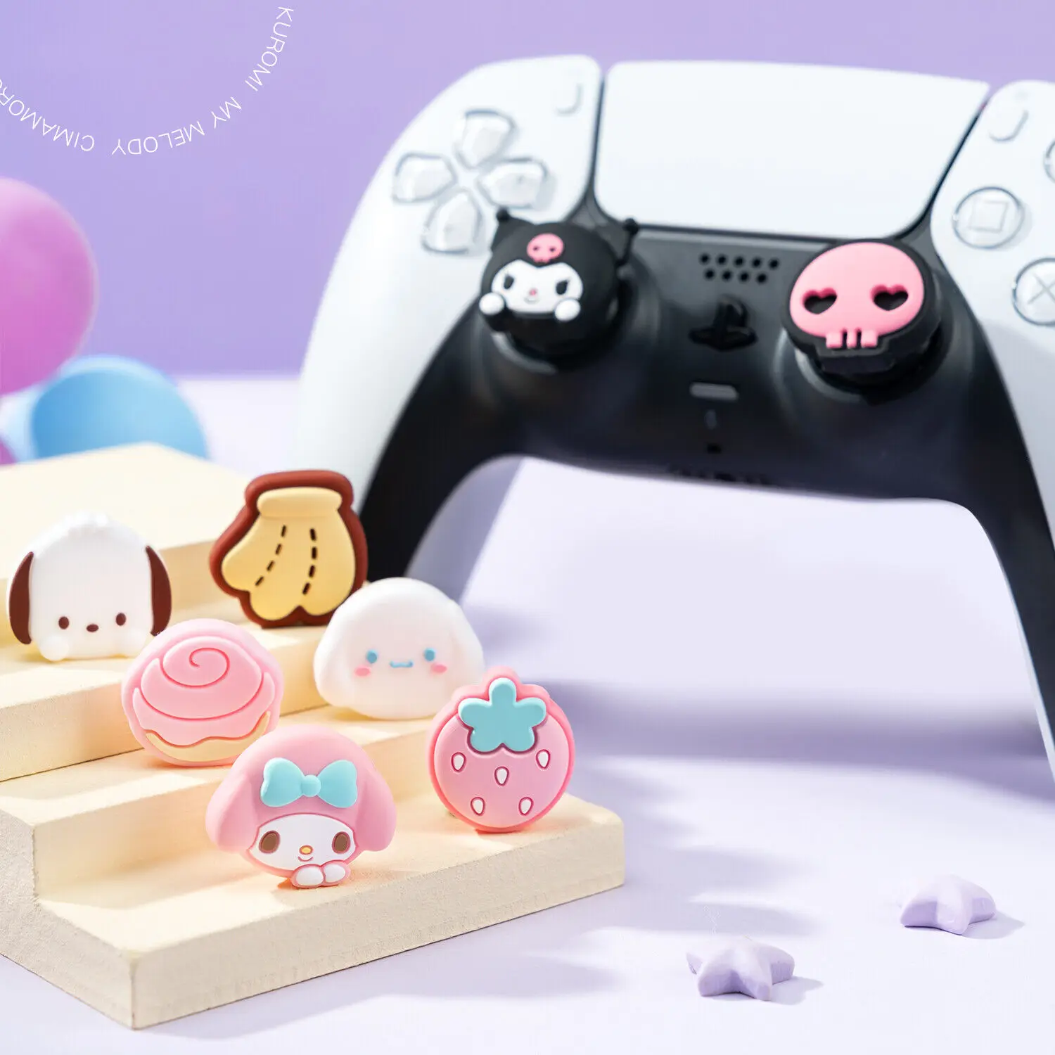 4PCS Cute Thumb Grip Caps Compatible with PS5 PS4 Switch PRO Controller