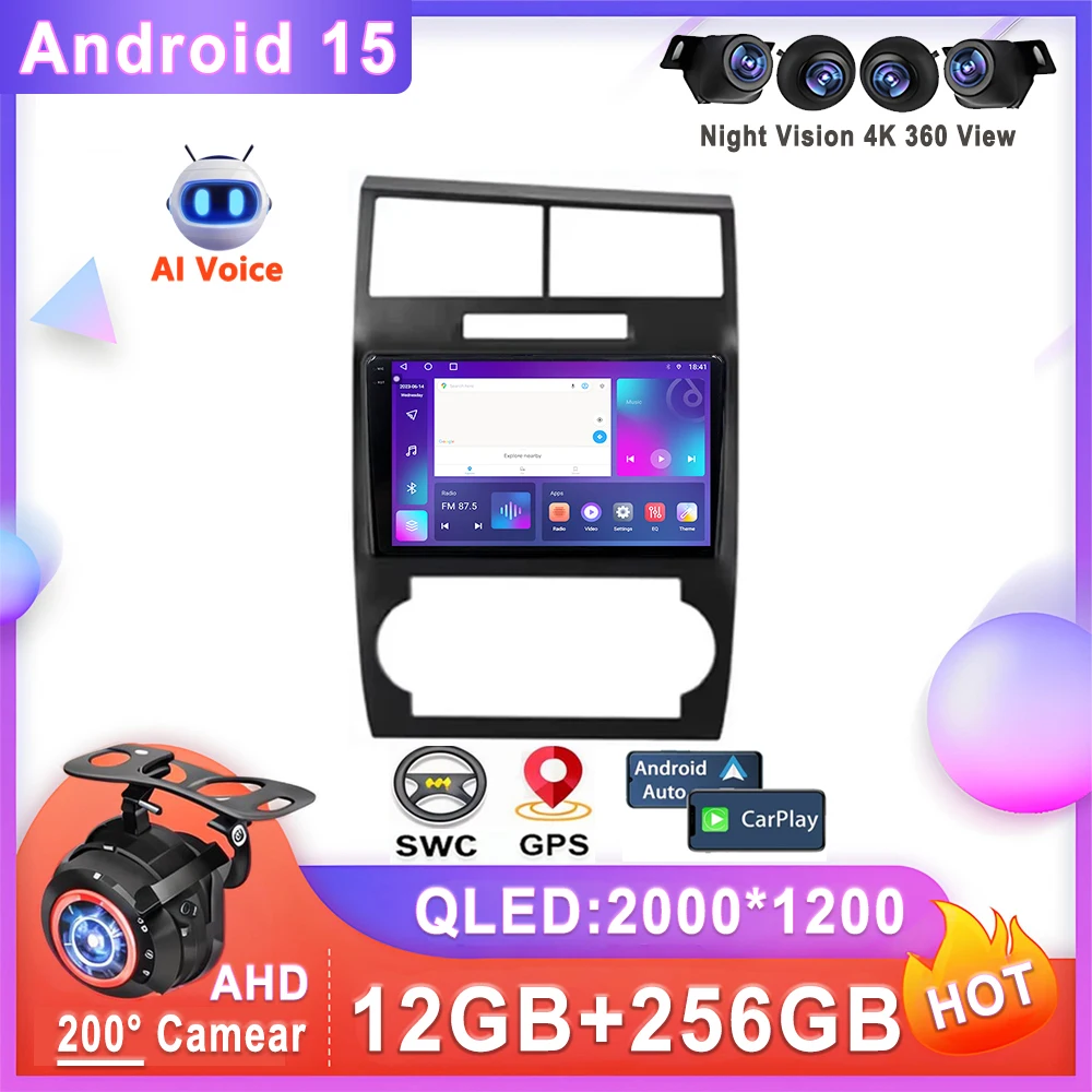 Para Dodge Charger LX 2005 - 2010 para Dodge Magnum 2 2003 - 2007 Android 15 Radio de coche reproductor Multimedia pantalla navegación GPS DVD